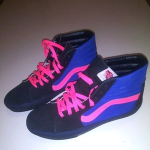 Vans Hi Top- Black/Pink/Royal- size 9.5